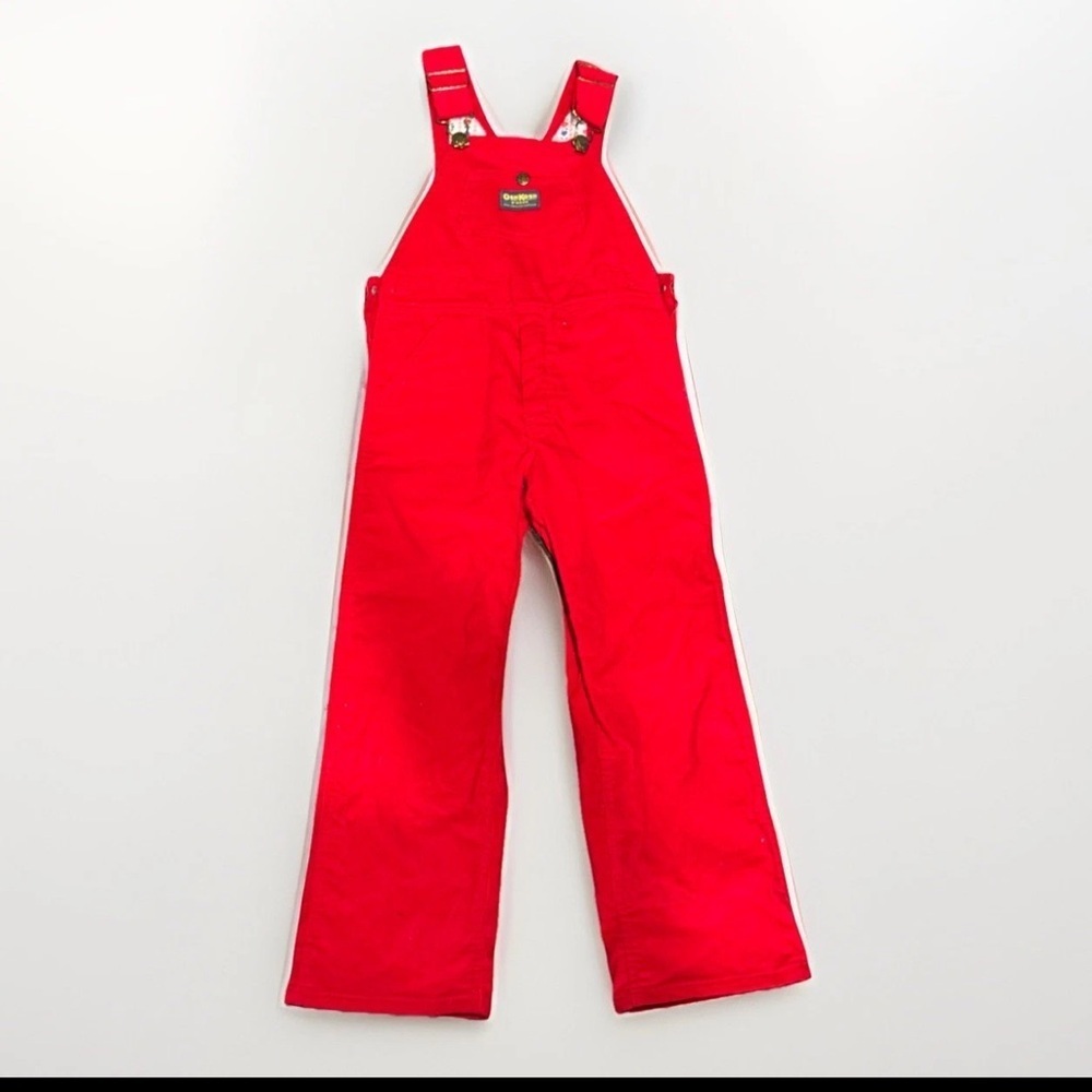 OshKosh B’Gosh Red Corduroy Overalls Size 6 Vintage NWT Lined USA Made